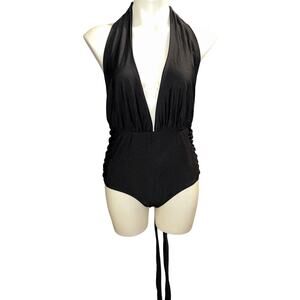 Nicole Miller New York New women’s black convertible side rushing swimsuit suit